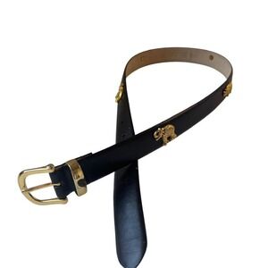 Amiee Lynn Vintage Genuine Leather Belt Gold Animal Charms Size Large 38"